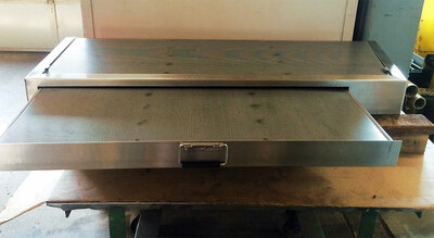 Stainless steel sink, with drawer slide and removable perforated stainless steel.